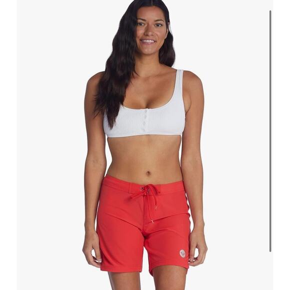Roxy To Dye 7" Boardshort Swim Bottoms Women’s Large Red Surfer Beachy Lace Up - Picture 1 of 9